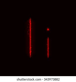 Alphabet letters of red lights on dark background