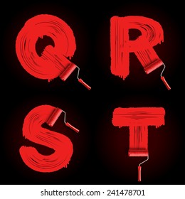 Alphabet letters from roller brush track