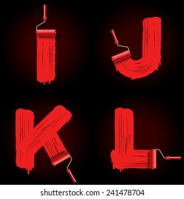 Alphabet letters from roller brush track