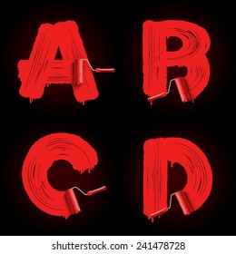 Alphabet letters from roller brush track