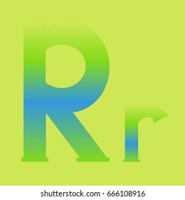 Alphabet letters Rr in colored gradient