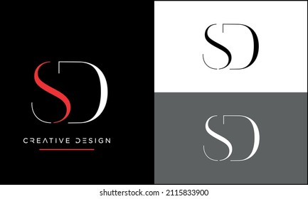 Alphabet Letters SD or DS Abstract icon Luxury Logo Design	
