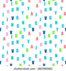 Las letras de alfabeto son un patrón sin fisuras. Se puede usar para carteles, proyectos escolares, textil, reserva de chatarra.