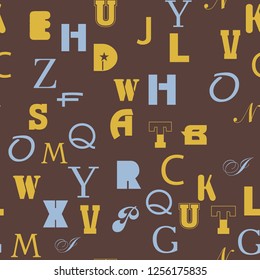 Alphabet and letters. Seamless vector EPS 10 pattern. Flat style