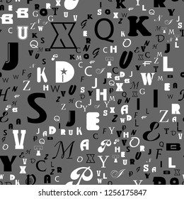 Alphabet and letters. Seamless vector EPS 10 pattern. Flat style