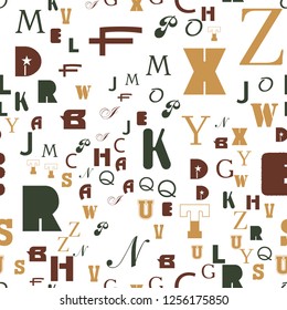 Alphabet and letters. Seamless vector EPS 10 pattern. Flat style