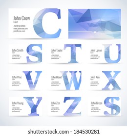 alphabet letters series of marketing card template with fashionable shape pattern on writing letters alphabet letters white star crowd texture conceptual background scene stack glassware performance f