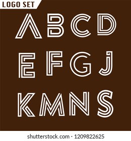 Alphabet letters set with abstract Line Logo element. Line letters collection.