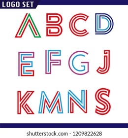 Alphabet letters set with abstract Line Logo element. Line letters collection.
