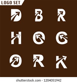 Alphabet letters set with Abstract plane design element. Corporate branding identity design template. Travel letters collection. Vector illustration