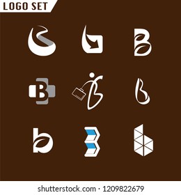 Alphabet letters set B Logo element. B letter collection Vector Template