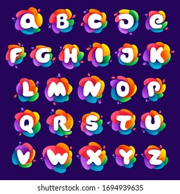 Alphabet letters set at colorful multicolor gradient splash  Perfect font for media labels  nightlife print  cartoon posters etc 