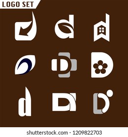 Alphabet letters set D Logo element. D letter collection Vector Template