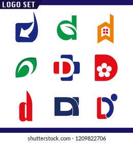 Alphabet letters set D Logo element. D letter collection Vector Template