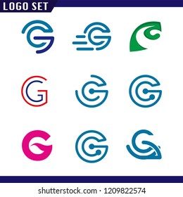 Alphabet letters set G Logo element. G letter collection.