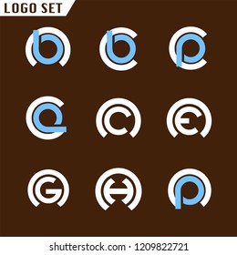 Alphabet letters set with Initial Circle Logo element. Initial letters collection Vector Template.