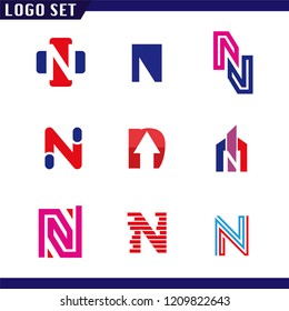 Alphabet letters set N Logo element. N letter collection Vector Template