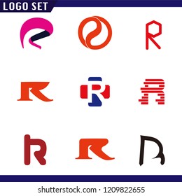 Alphabet letters set R Logo element. R letter collection Vector Template