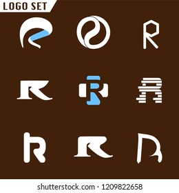 Alphabet letters set R Logo element. R letter collection Vector Template
