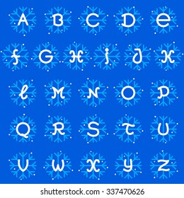 Alphabet letters set with snowflake icon. Design template elements for your application or corporate identity.