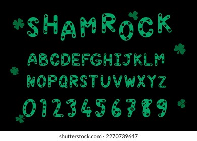 Alphabet letters shamrock style font type vector and illustration