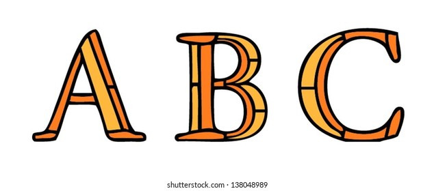 Alphabet letters in stained glass window style, vector illustration