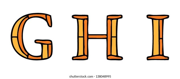 Alphabet letters in stained glass window style, vector illustration