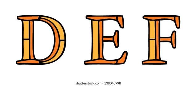 Alphabet letters in stained glass window style, vector illustration