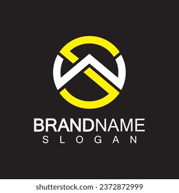 Alphabet Letters SW or WS  logo design template