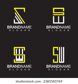 Alphabet Letters SW or WS  logo design template