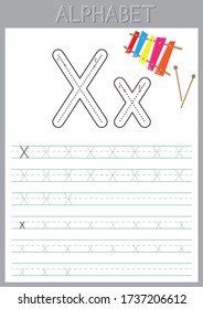 Alphabet letters Tracing Worksheet. ABC Activities and Exercises for kids. fun printable pages, educational game for kids