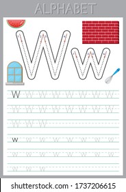 Alphabet letters Tracing Worksheet. ABC Activities and Exercises for kids. fun printable pages, educational game for kids