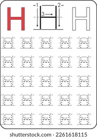 Alphabet Buchstaben Tracing Worksheet. ABC Aktivitäten und Übungen für Kinder. Aktivität für Vorschulen und Kindergarten. Buchstaben A-Z. Englisch für Kinder. Handschrift für Kinder.