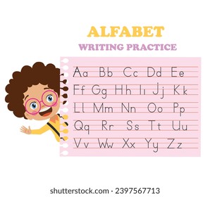 Alphabet letters tracing worksheet with all alphabet letters. Basic writing practice for kindergarten kids