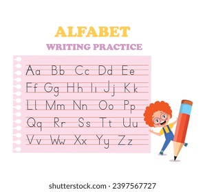 Alphabet letters tracing worksheet with all alphabet letters. Basic writing practice for kindergarten kids