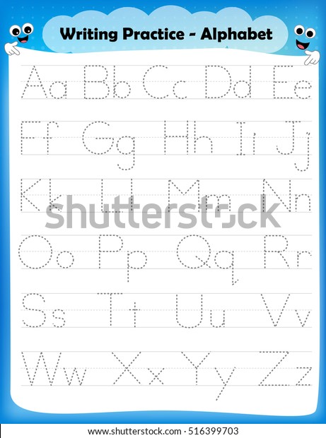 Alphabet letters tracing\
worksheet with all alphabet letters. Basic writing practice for\
kindergarten kids