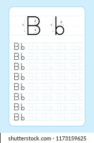 Alphabet letters tracing worksheet with alphabet letters. Basic writing practice for kindergarten kids A4 paper ready to print vector illustration
