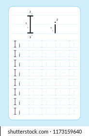 Alphabet letters tracing worksheet with alphabet letters. Basic writing practice for kindergarten kids A4 paper ready to print vector illustration
