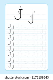 Alphabet letters tracing worksheet with alphabet letters. Basic writing practice for kindergarten kids A4 paper ready to print vector illustration
