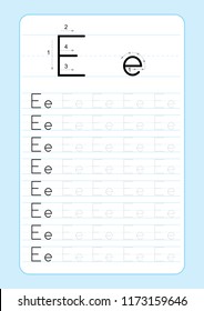 Alphabet letters tracing worksheet with alphabet letters. Basic writing practice for kindergarten kids A4 paper ready to print vector illustration
