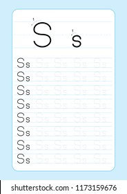 Alphabet letters tracing worksheet with alphabet letters. Basic writing practice for kindergarten kids A4 paper ready to print vector illustration
