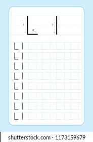 Alphabet letters tracing worksheet with alphabet letters. Basic writing practice for kindergarten kids A4 paper ready to print vector illustration
