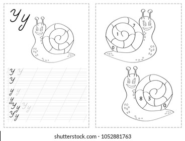 Alphabet Letters Tracing Worksheet With Russian Alphabet Letters - Snail