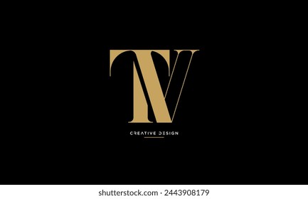 Alphabet letters TV or VT initial logo monogram