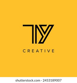 Letras del alfabeto TY YT Creative Luxury Logo Elementos de Vector de monograma de base inicial.
