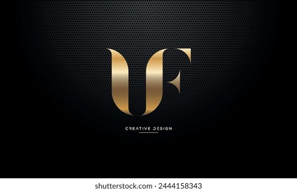 Alphabet letters UF or FU initials logo monogram