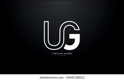 Letras del alfabeto UG o GU iniciales logo monograma
