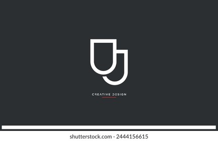 Letras del alfabeto UJ o JU iniciales logo monograma