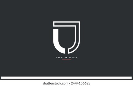 Alphabet letters UJ or JU initials logo monogram