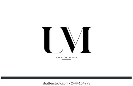 Alphabet letters UM or MU initials logo monogram